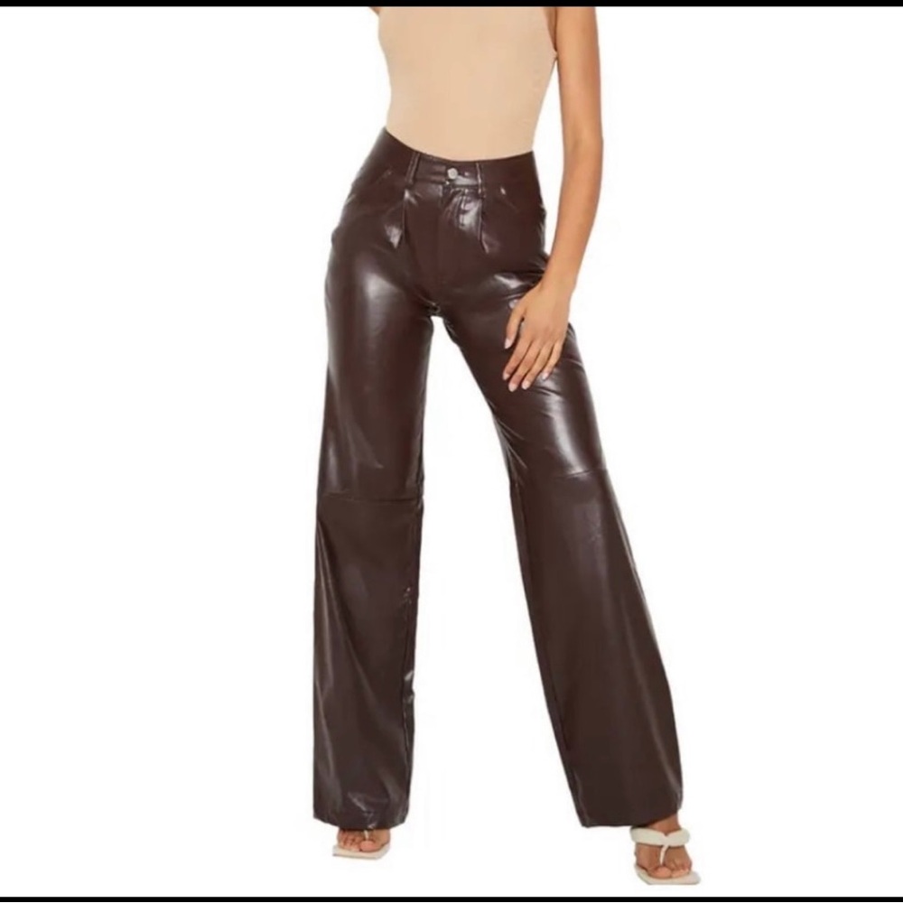 PrettyLittleThing Chocolate Wide Leg Pants Sz 8